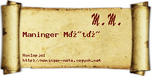 Maninger Máté névjegykártya